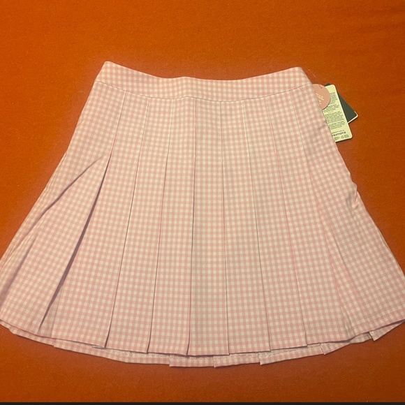Retro bubblegum pink gingham pleated tennis miniskirt NWT - Picture 3 of 16